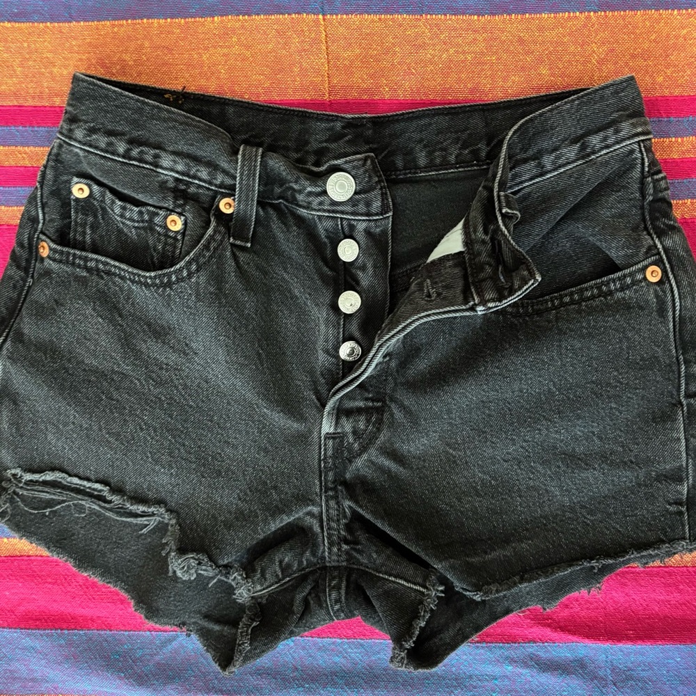 Levi's Black Jean Shorts Distressed Cut-Off Style